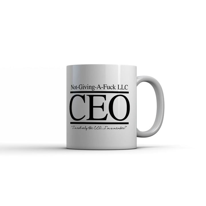 Funny White CEO Not Giving A Fuck LLC Coffee Mug Nerdy offensive office Tee