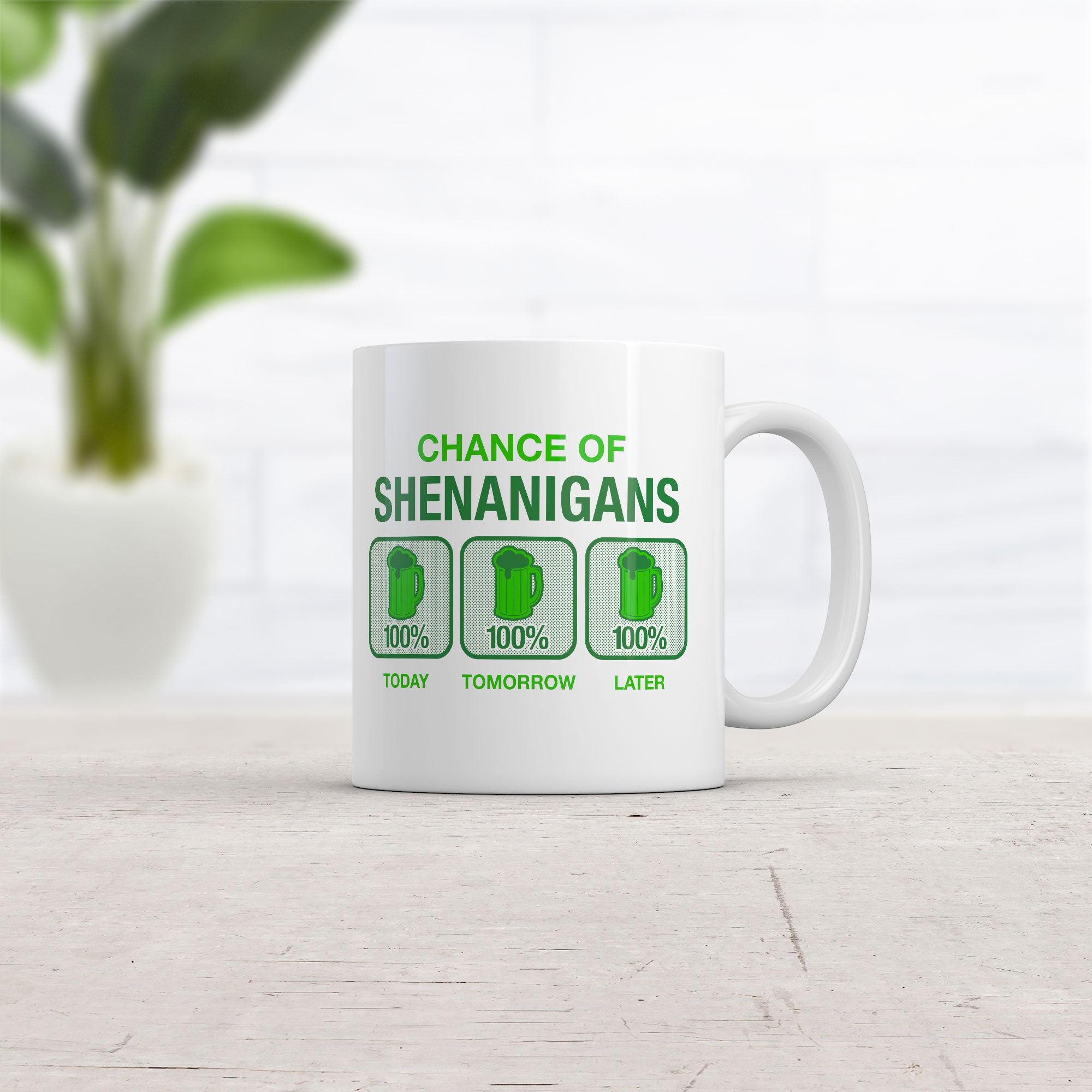 Funny White Chance Of Shenanigans Coffee Mug Nerdy Saint Patrick's Day sarcastic Tee