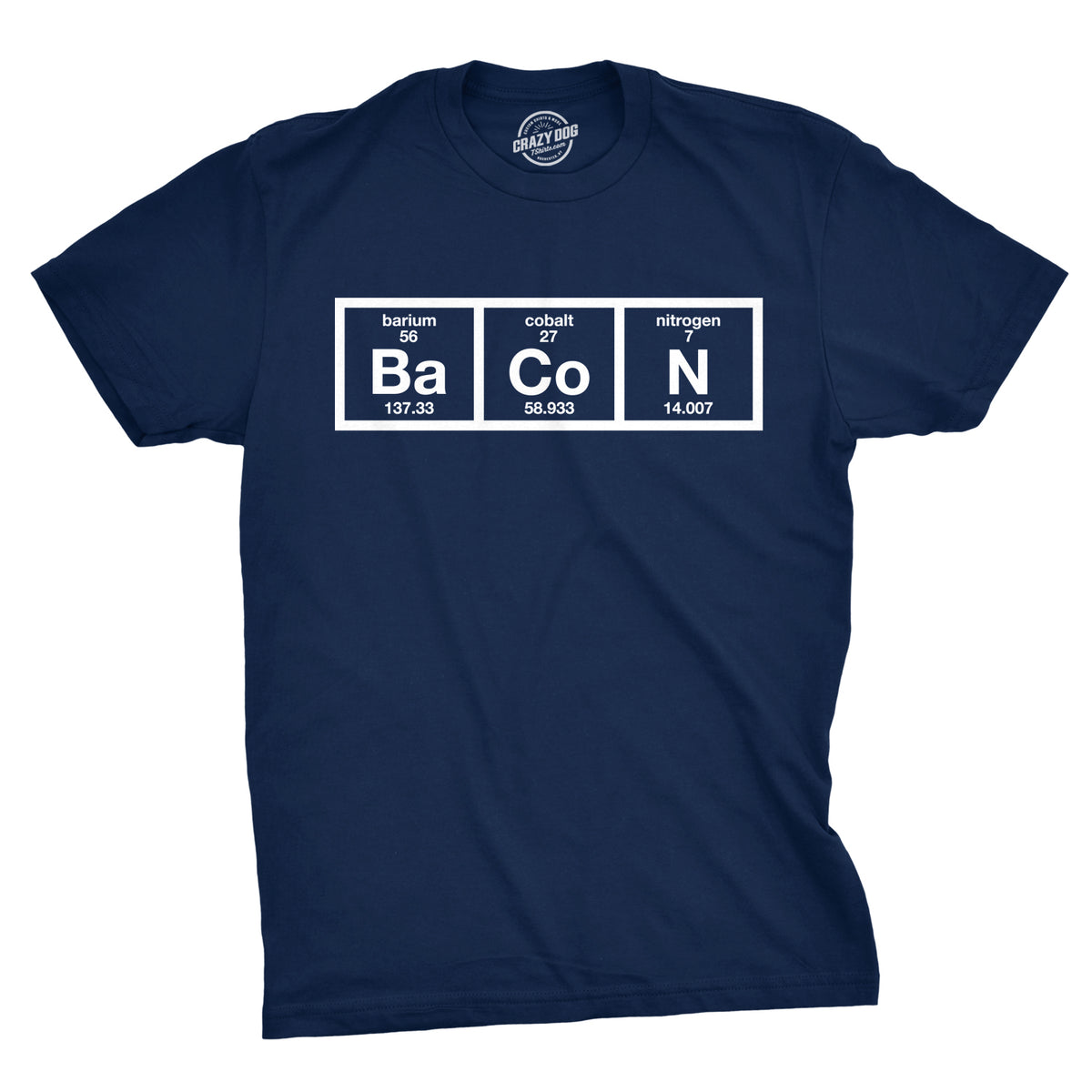 Funny Navy Chemistry Of Bacon Mens T Shirt Nerdy Science food Tee