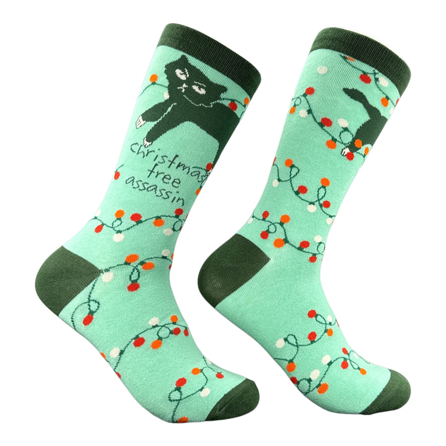 Funny Multi - Xmas Tree Assassin Christmas Tree Assassin Sock Nerdy Christmas cat Tee