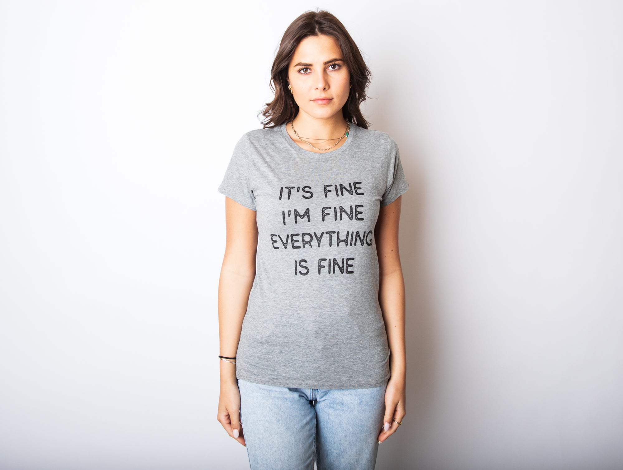 Funny Dark Heather Grey - Fine Everything Is Fine Womens T Shirt Nerdy Sarcastic Internet Tee