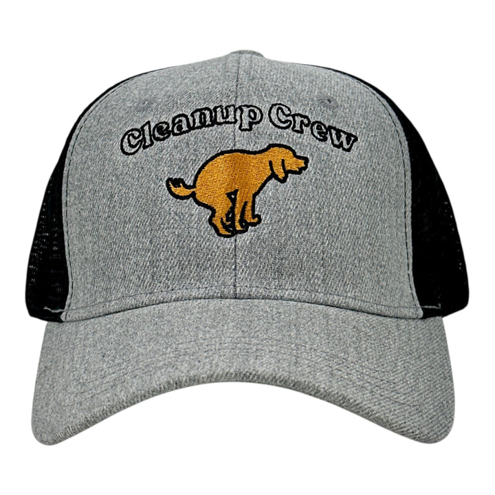 Funny Grey Black Trucker - Cleanup Cleanup Crew Nerdy Dog toilet Tee