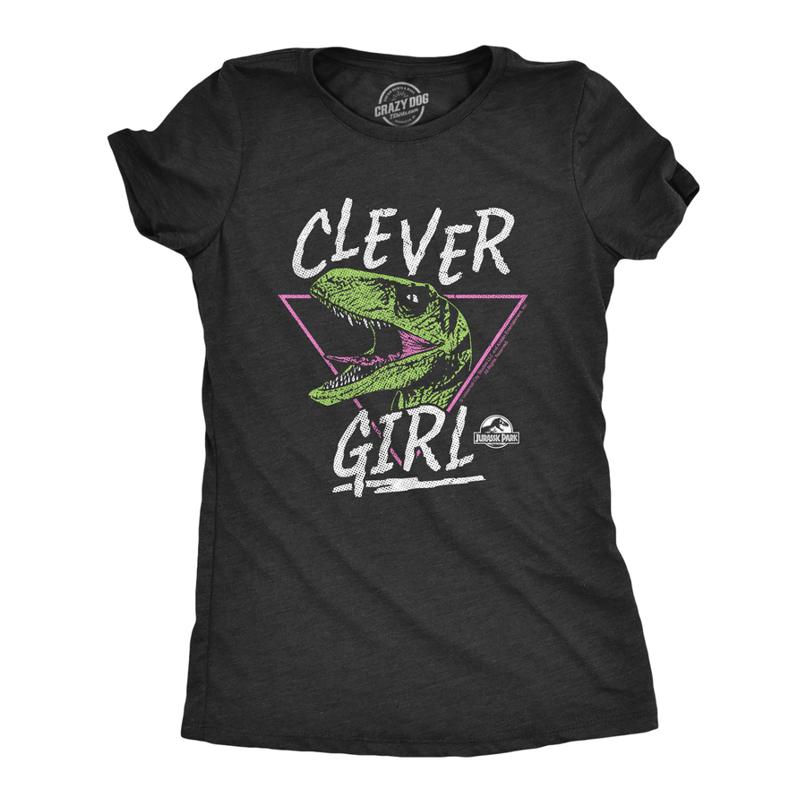 Funny Heather Black - Clever Girl Jurassic Park Clever Girl Jurassic Park Womens T Shirt Nerdy TV & Movies Dinosaur retro Tee