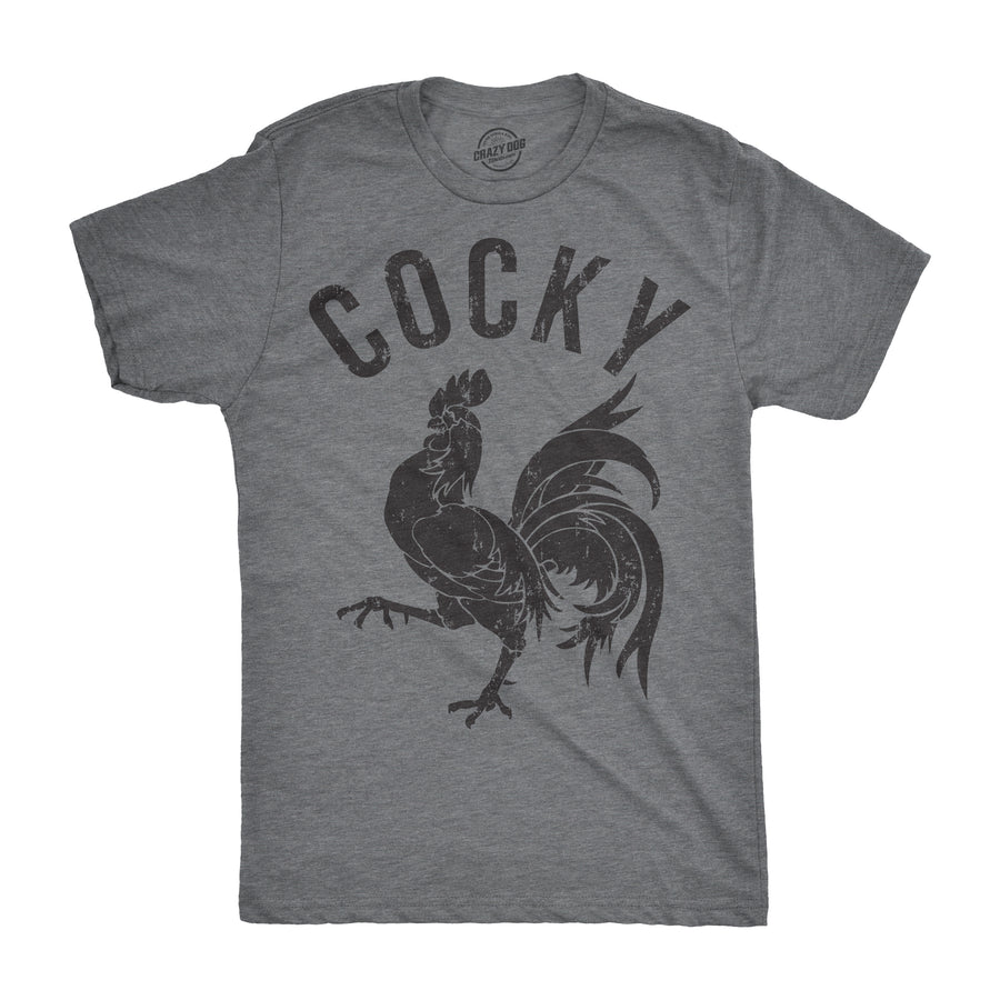 Funny Light Heather Grey Cocky Mens T Shirt Nerdy Animal sex Tee
