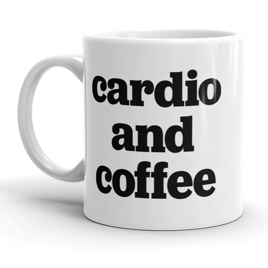 Funny White Cardio And Coffee Coffee Mug Nerdy fitness Tee