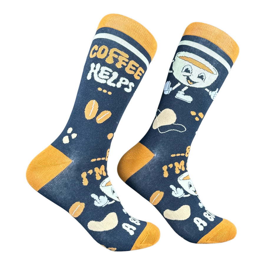 Funny Coffee Helps Coffee Helps But Im Still A Bitch Sock Nerdy coffee Tee
