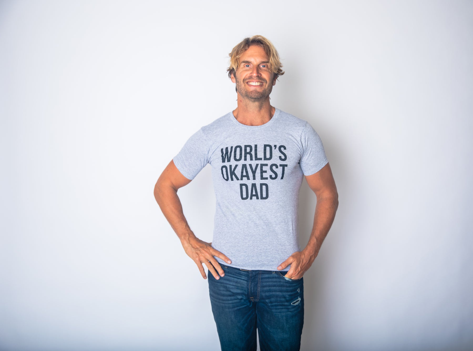 Funny World's Okayest Dad Mens T Shirt Nerdy Father's Day Okayest Sarcastic Tee