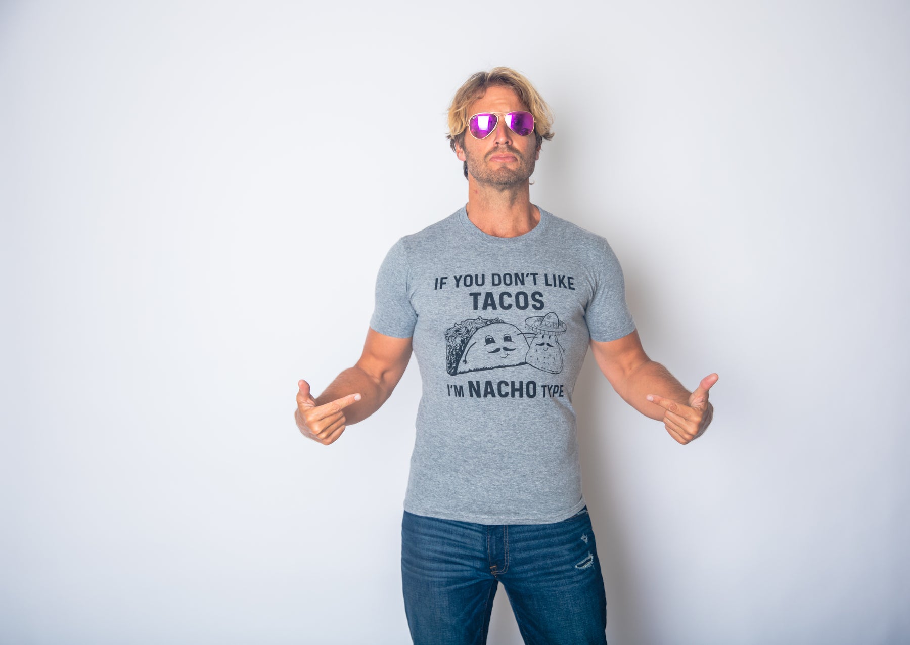 Funny Dark Heather Grey - Nacho Type If YouDon't Like Tacos I'm Nacho Type Mens T Shirt Nerdy Cinco De Mayo food Tee