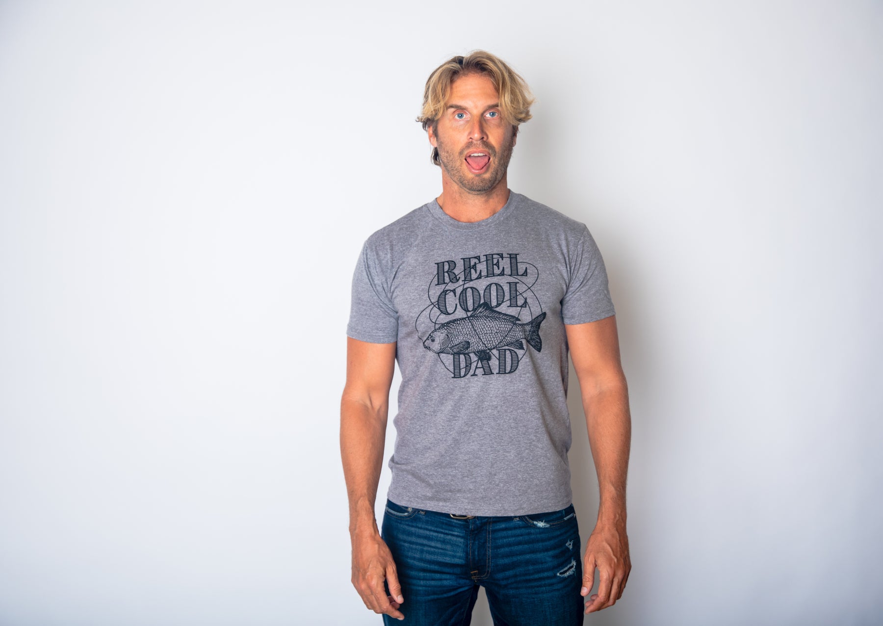 Funny Dark Heather Grey - Reel Cool Dad Reel Cool Dad Mens T Shirt Nerdy Father's Day Fishing Tee