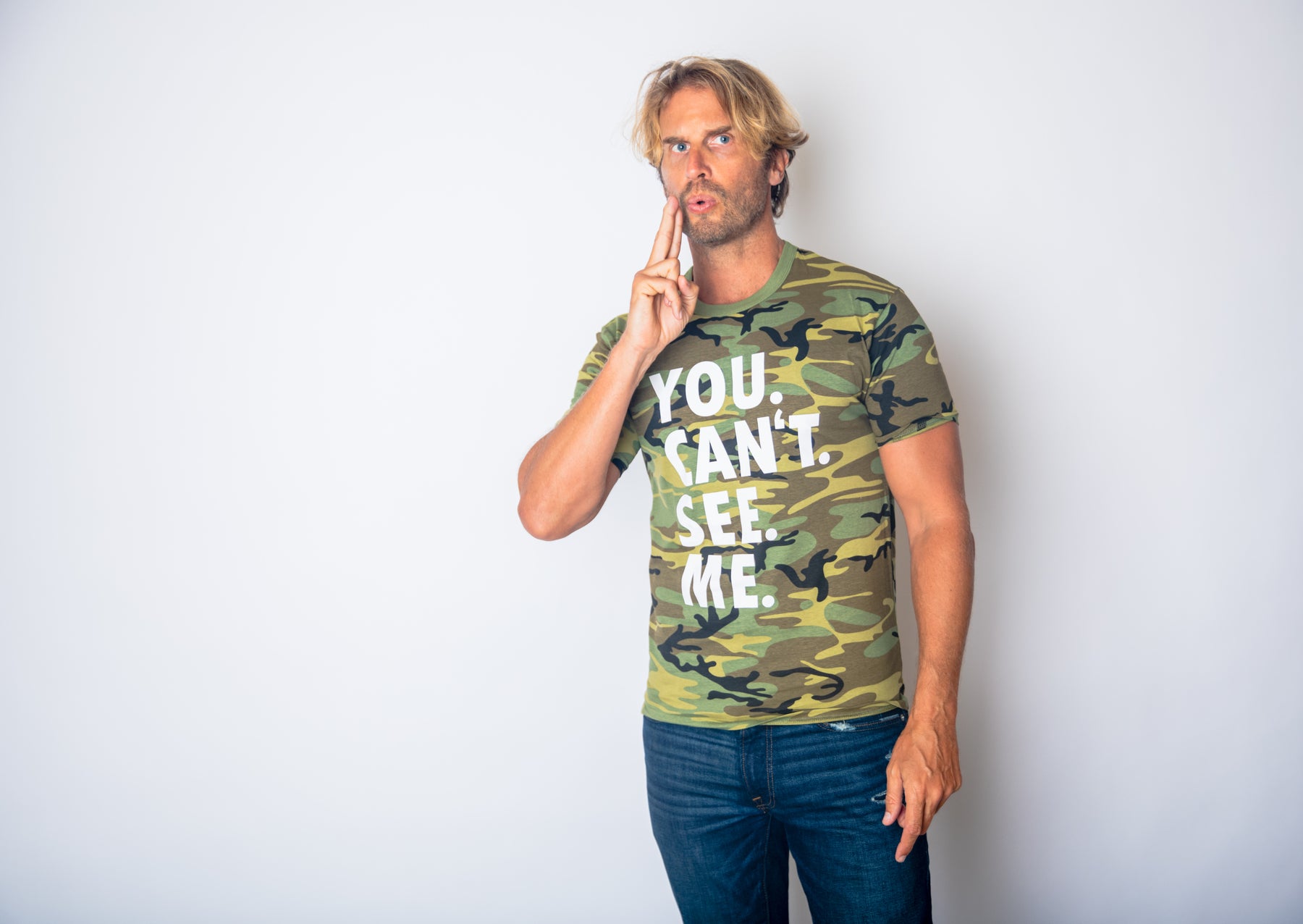 Funny Camo You. Can't. See. Me. Mens T Shirt Nerdy Hunting Tee