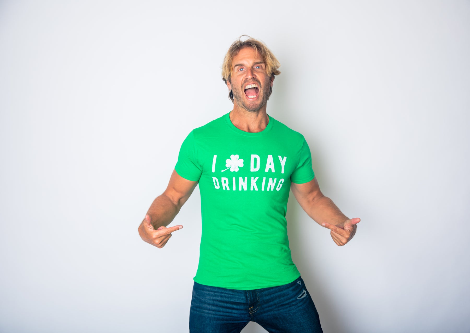 Funny Green I Clover Day Drinking Mens T Shirt Nerdy Saint Patrick's Day Drinking Tee