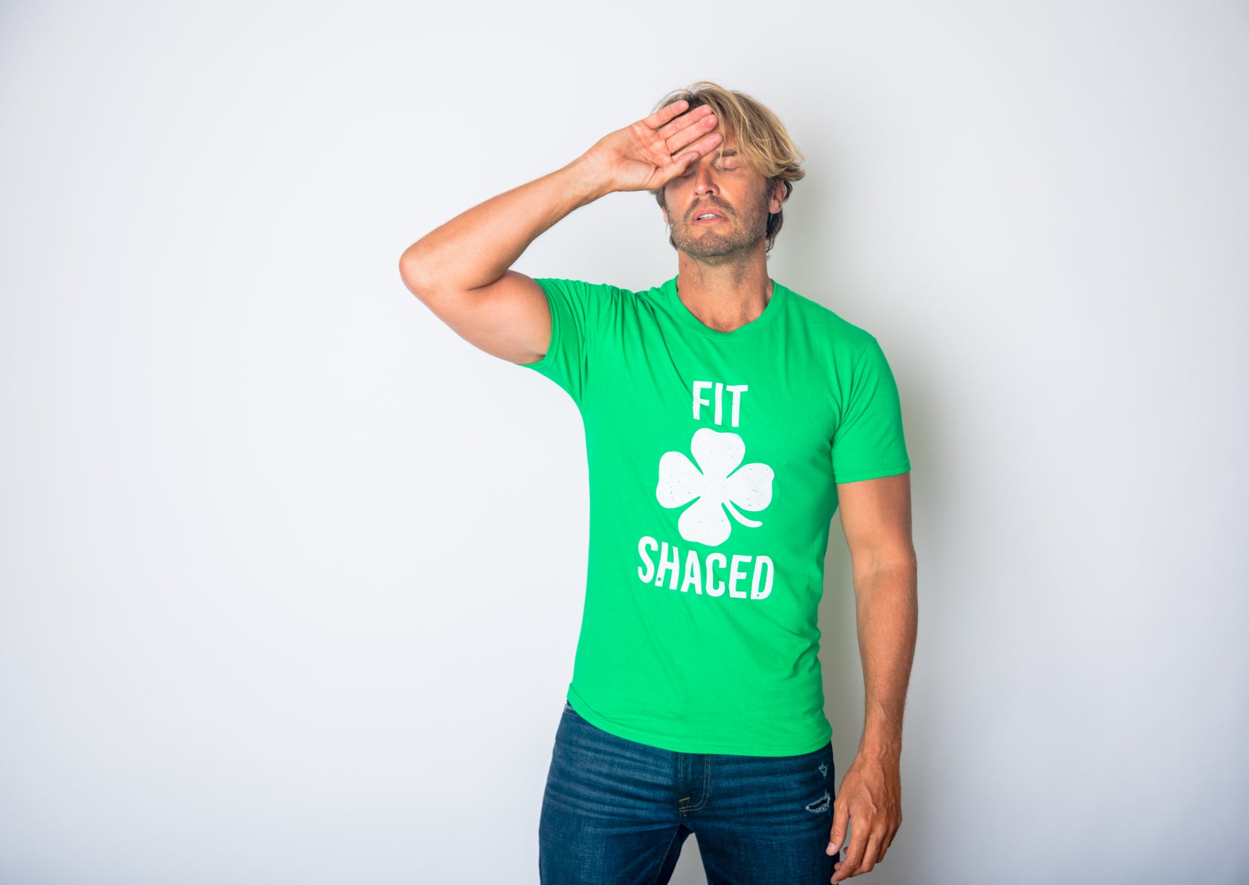 Funny Green Fit Shaced Mens T Shirt Nerdy Saint Patrick's Day Drinking Beer Tee