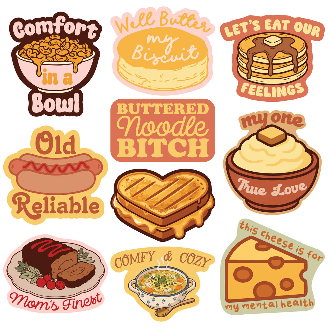 Funny Multi - Comfort Food Comfort Food Stickers Nerdy food Tee