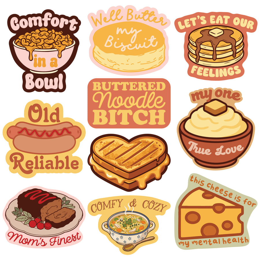 Funny Multi - Comfort Food Comfort Food Stickers Nerdy food Tee