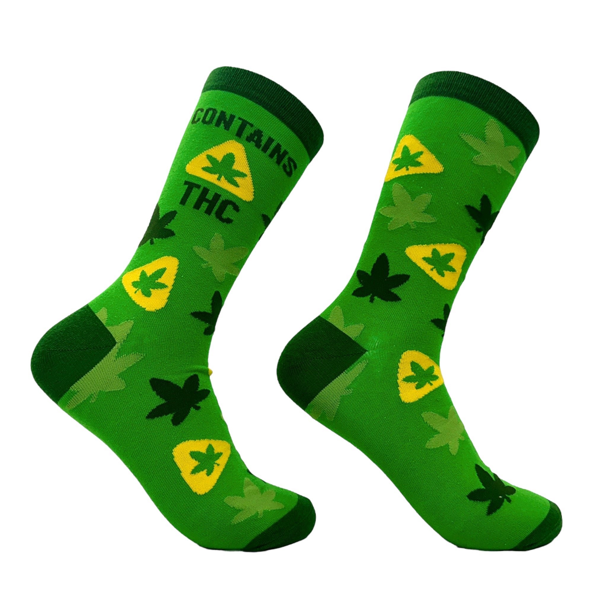 Funny Green - Contains THC Men's Contains THC Sock Nerdy 420 Sarcastic Tee