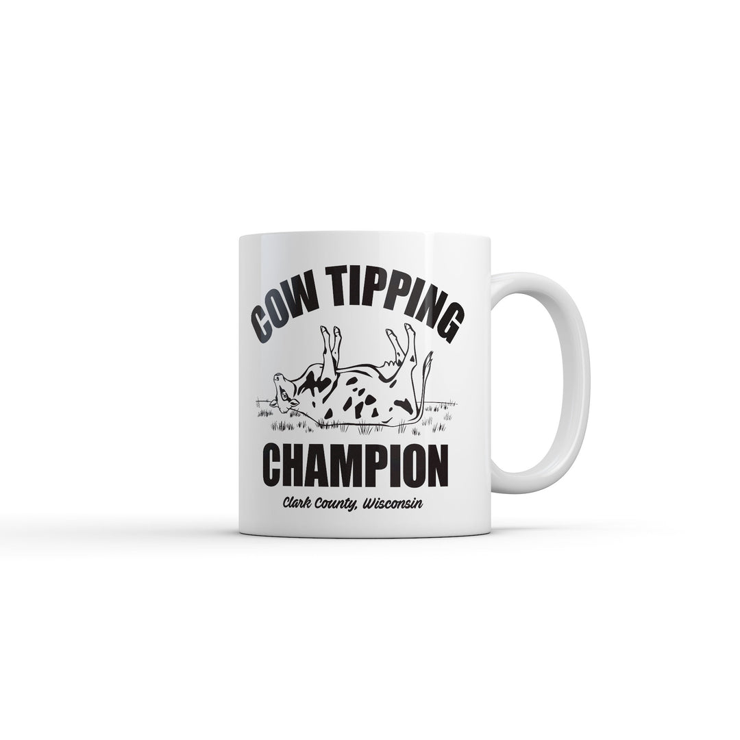 Funny White Cow Tipping Champion Coffee Mug Nerdy animal Tee