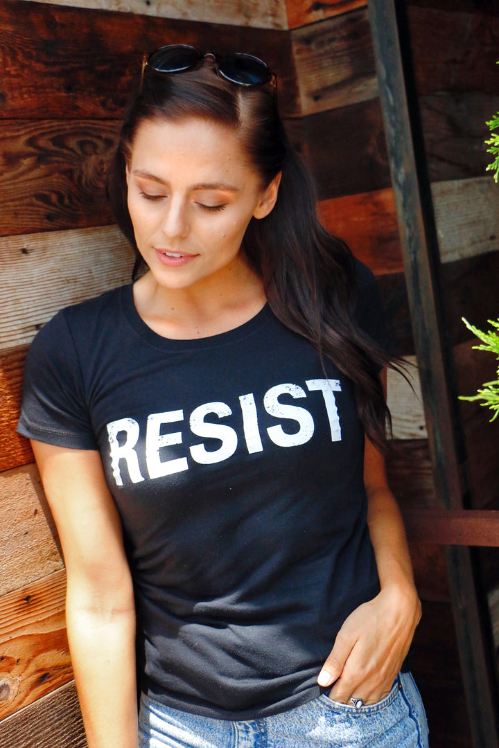 Womens Resist T Shirts Political Anti Authority Protest Tees Rebel Rally March Tee