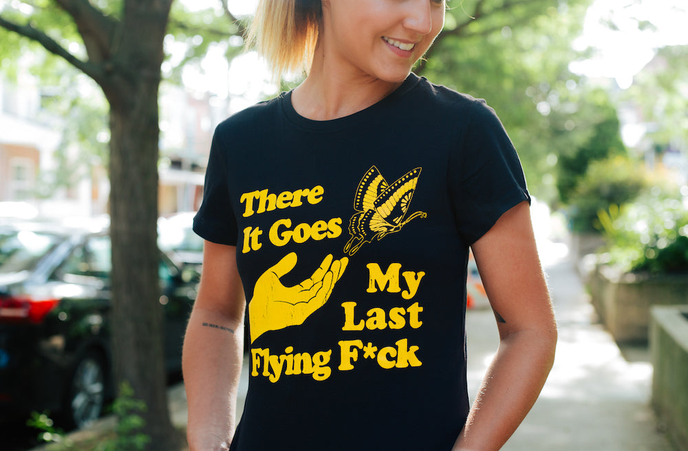 Funny Heather Black - Flying Fuck There Goes My Last Flying Fuck Womens T Shirt Nerdy Sarcastic Tee