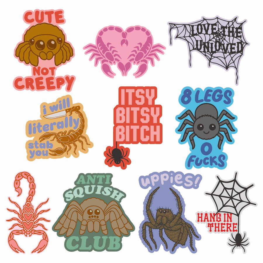 Funny Multi - Creepy Crawlies Creepy Crawlies Stickers Nerdy Halloween animal Tee