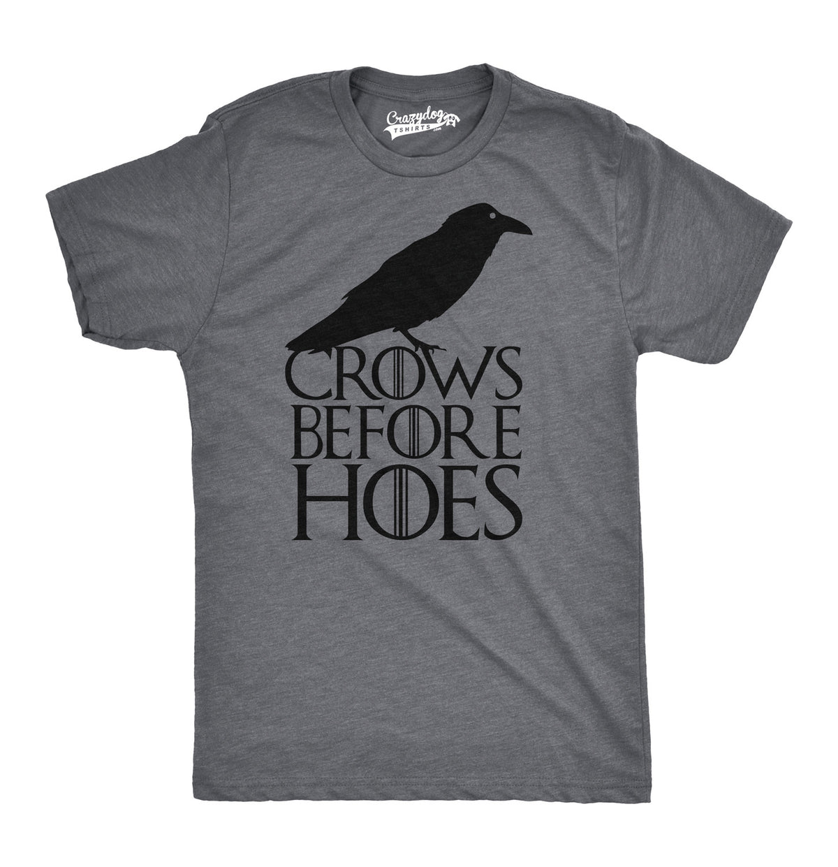 Funny Dark Heather Grey Crows Before Hoes Mens T Shirt Nerdy Animal Retro Tee