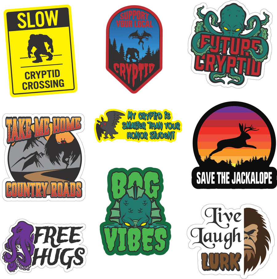 Funny Multi Cryptid Stickers Nerdy sarcastic Tee