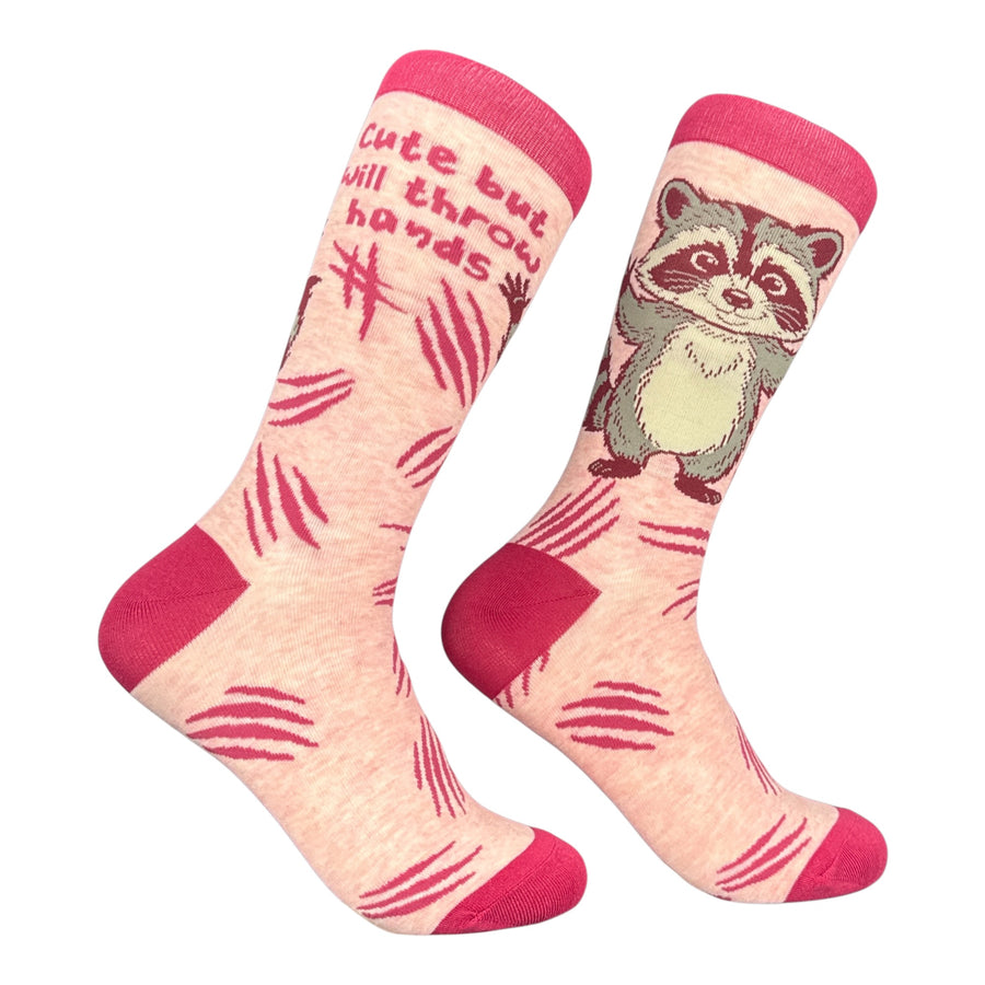 Funny Cute Throw Hands Cute But Will Throw Hands Sock Nerdy animal Tee