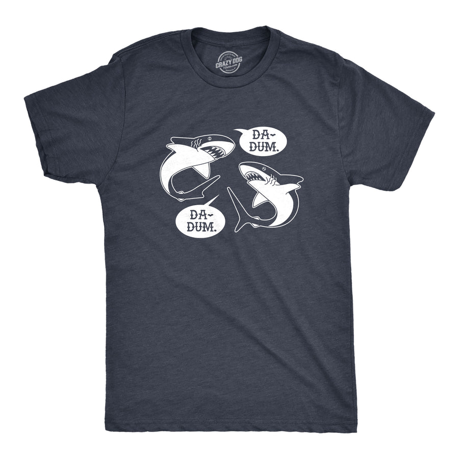 Funny Heather Navy Da-Dum Da-Dum Mens T Shirt Nerdy Shark Week Tee