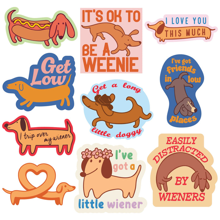 Funny Multi Dachshund Stickers Nerdy dog Tee