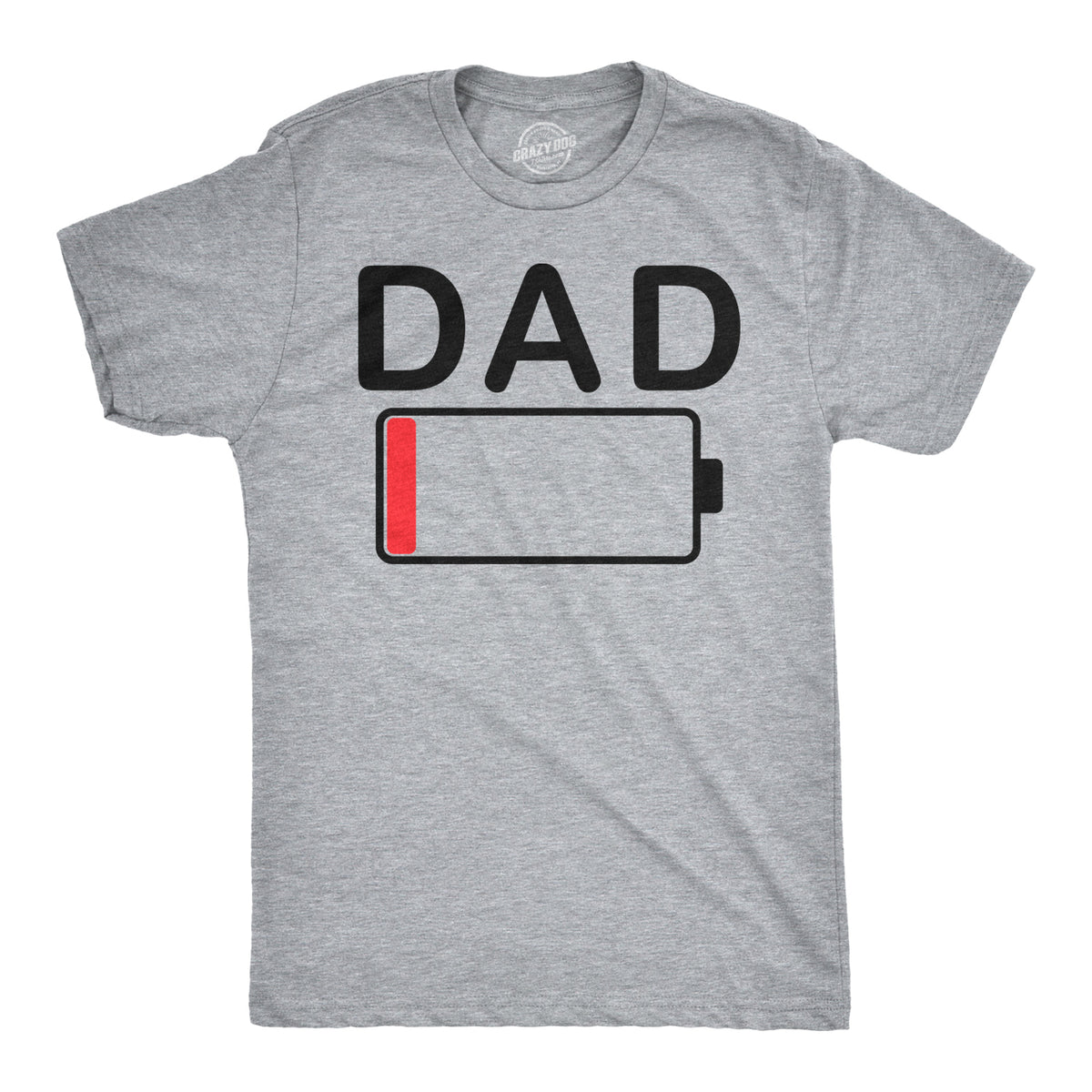 Funny Light Heather Grey Dad Battery Low Mens T Shirt Nerdy Father&#39;s Day Tee