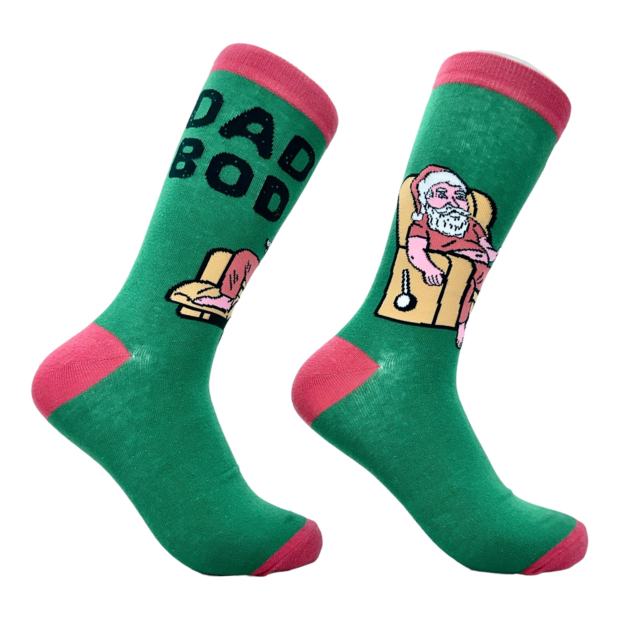 Funny Green - Dad Bod Santa Men's Dad Bod Santa Sock Nerdy Christmas sarcastic Tee