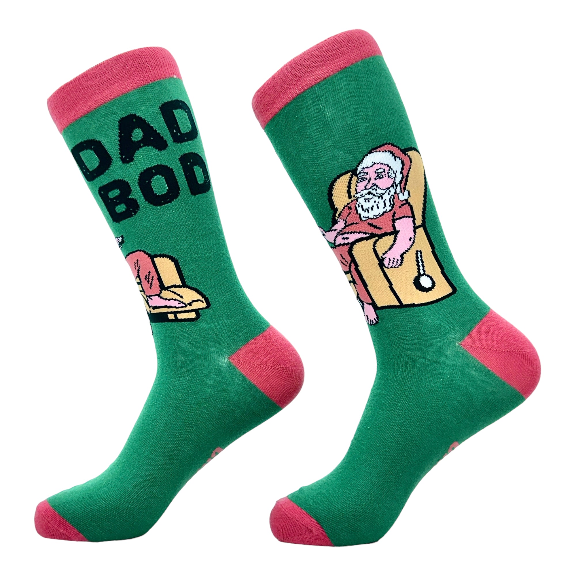 Funny Green - Dad Bod Santa Men's Dad Bod Santa Sock Nerdy Christmas Sarcastic Tee