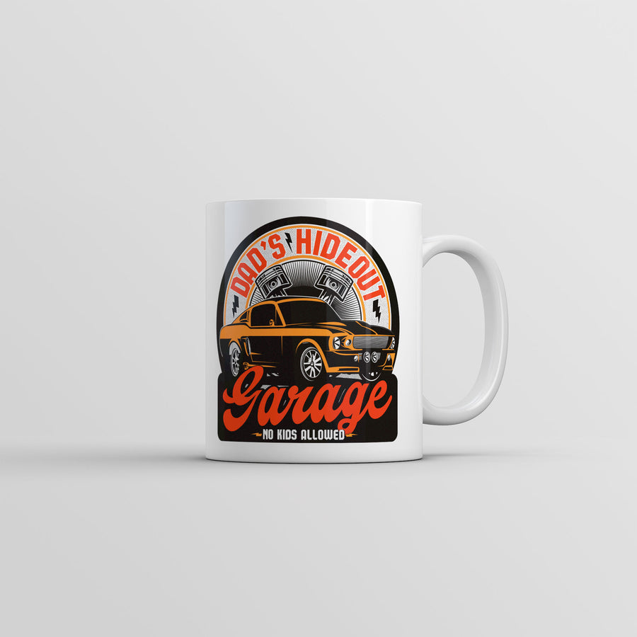 Funny White Dads Hideout Garage Coffee Mug Nerdy Father's Day mechanic Tee