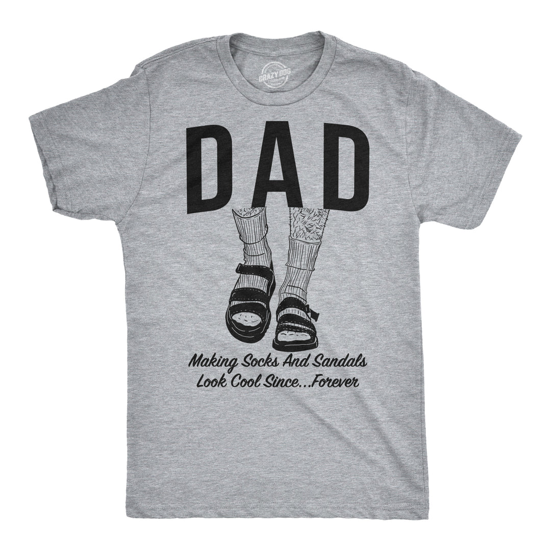 Funny Light Heather Grey Dad Socks and Sandals Mens T Shirt Nerdy Father's Day Tee
