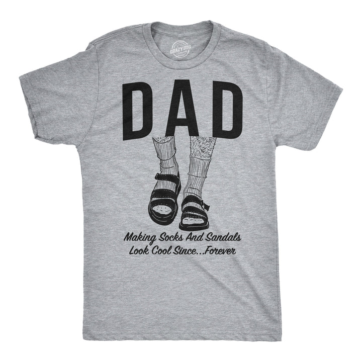 Funny Light Heather Grey Dad Socks and Sandals Mens T Shirt Nerdy Father's Day Tee
