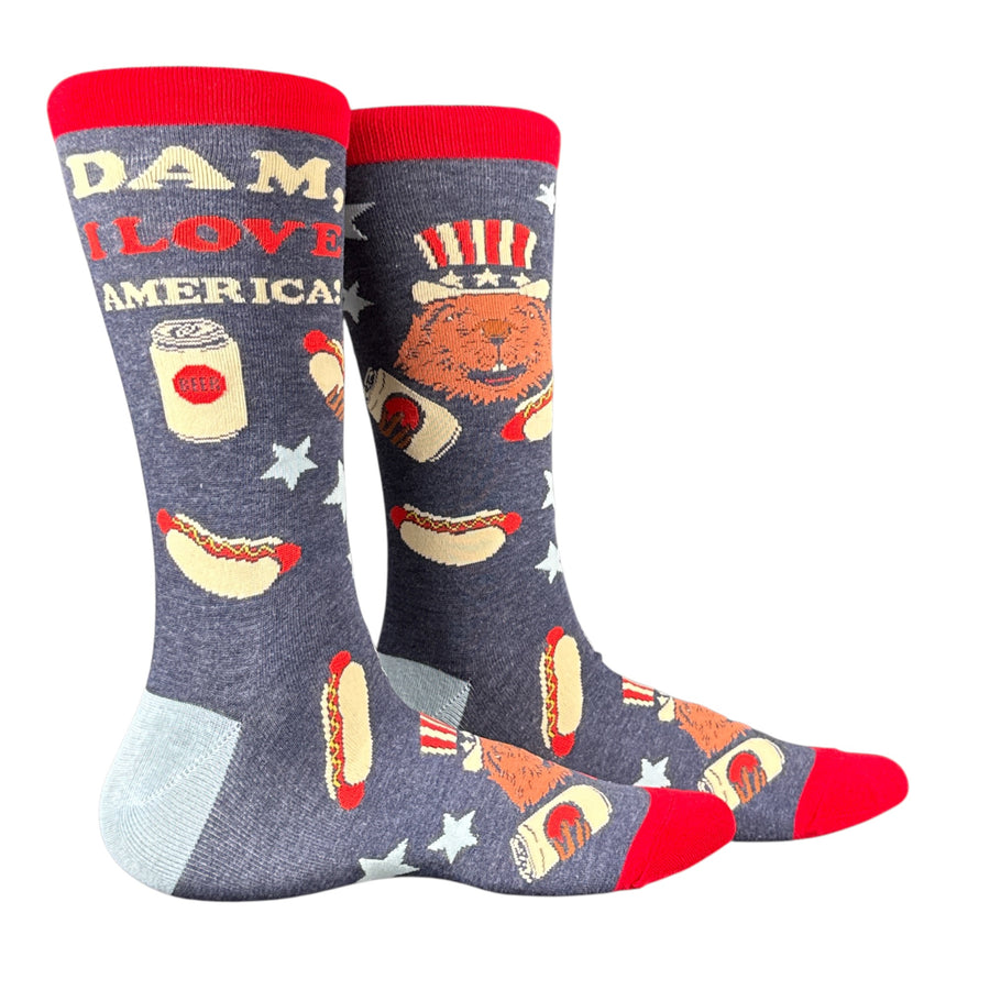 Funny Multi - Dam Love America Dam I Love America Sock Nerdy Fourth Of July animal Tee