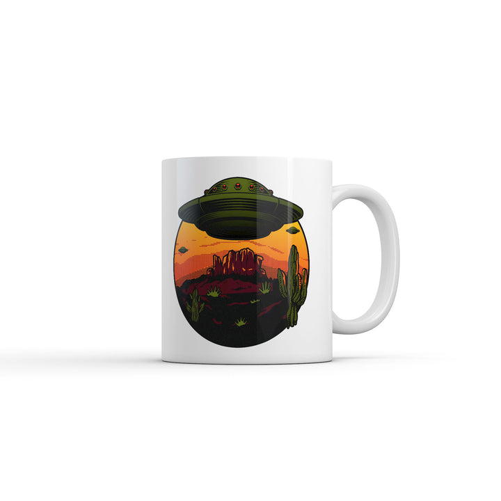 Funny White Desert UFOs Coffee Mug Nerdy space Tee