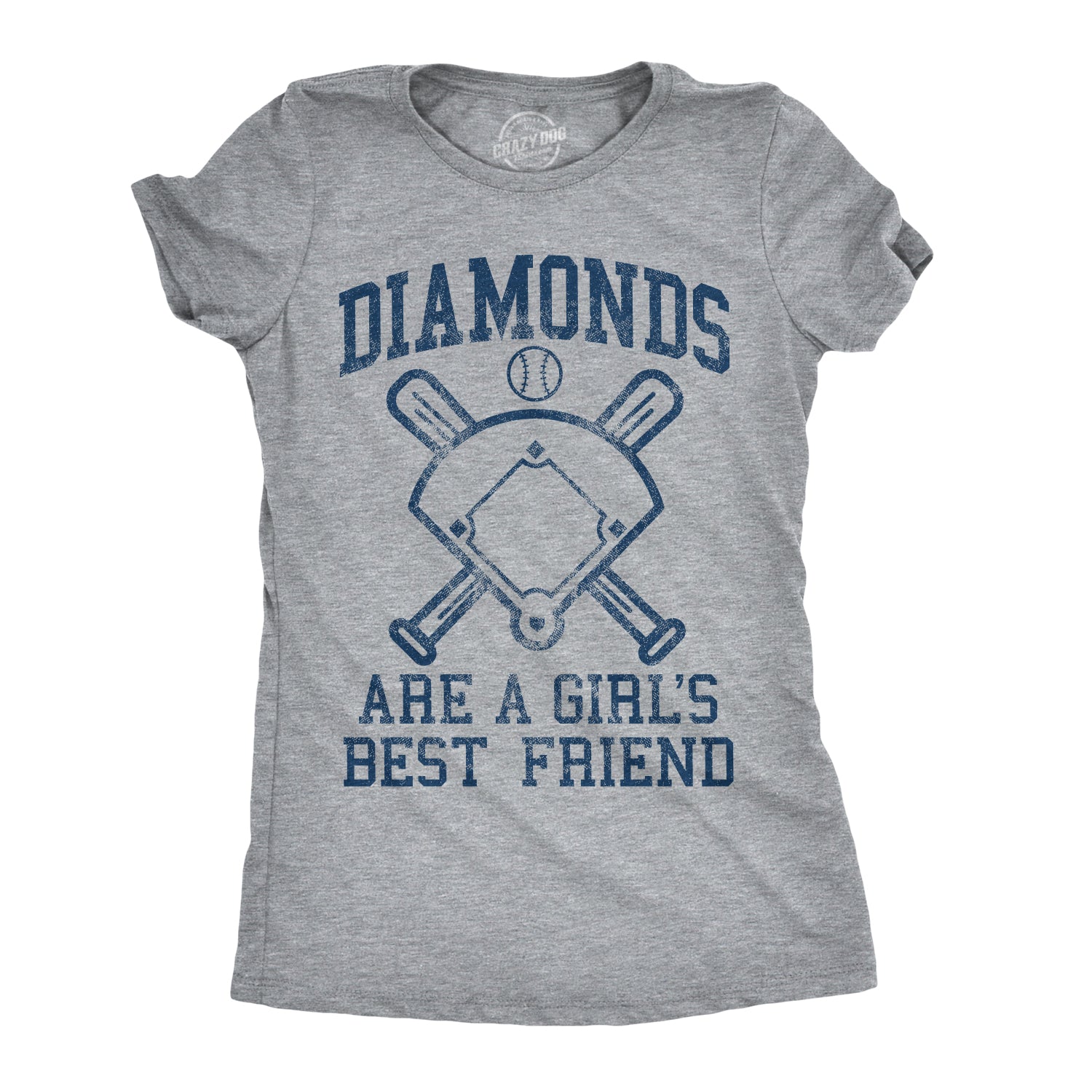 Funny Light Heather Grey Diamonds Are A Girls Best Friend Womens T Shirt Nerdy Baseball Tee