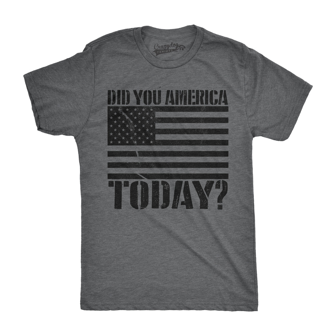 Funny Dark Heather Grey Did You America Today? Mens T Shirt Nerdy Fourth of July Retro Tee