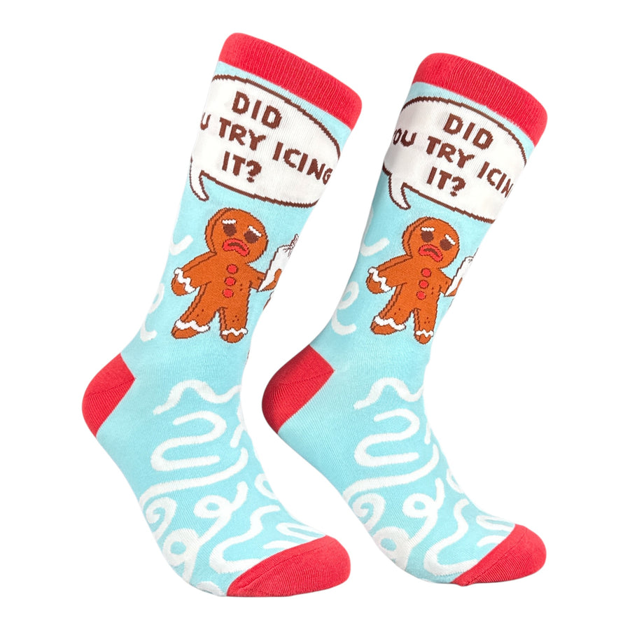 Funny Multi - Icing It Did You Try Icing It Sock Nerdy Christmas food Tee