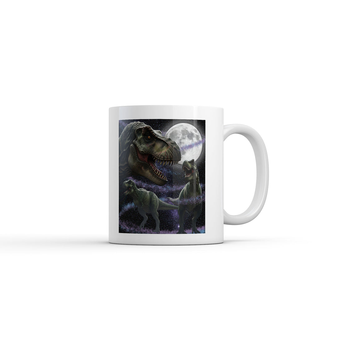 Funny White Dinosaurs In Space Coffee Mug Nerdy Dinosaur space Tee