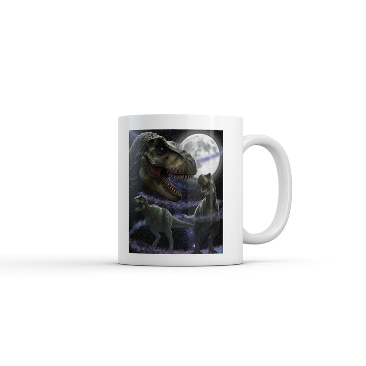 Funny White Dinosaurs In Space Coffee Mug Nerdy Dinosaur space Tee