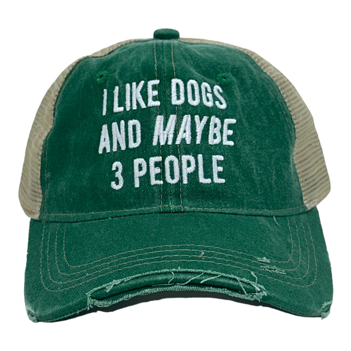 Funny Trucker Green - I Like Dogs And Maybe 3 People I Like Dogs And Maybe 3 People Nerdy Dog Introvert Tee