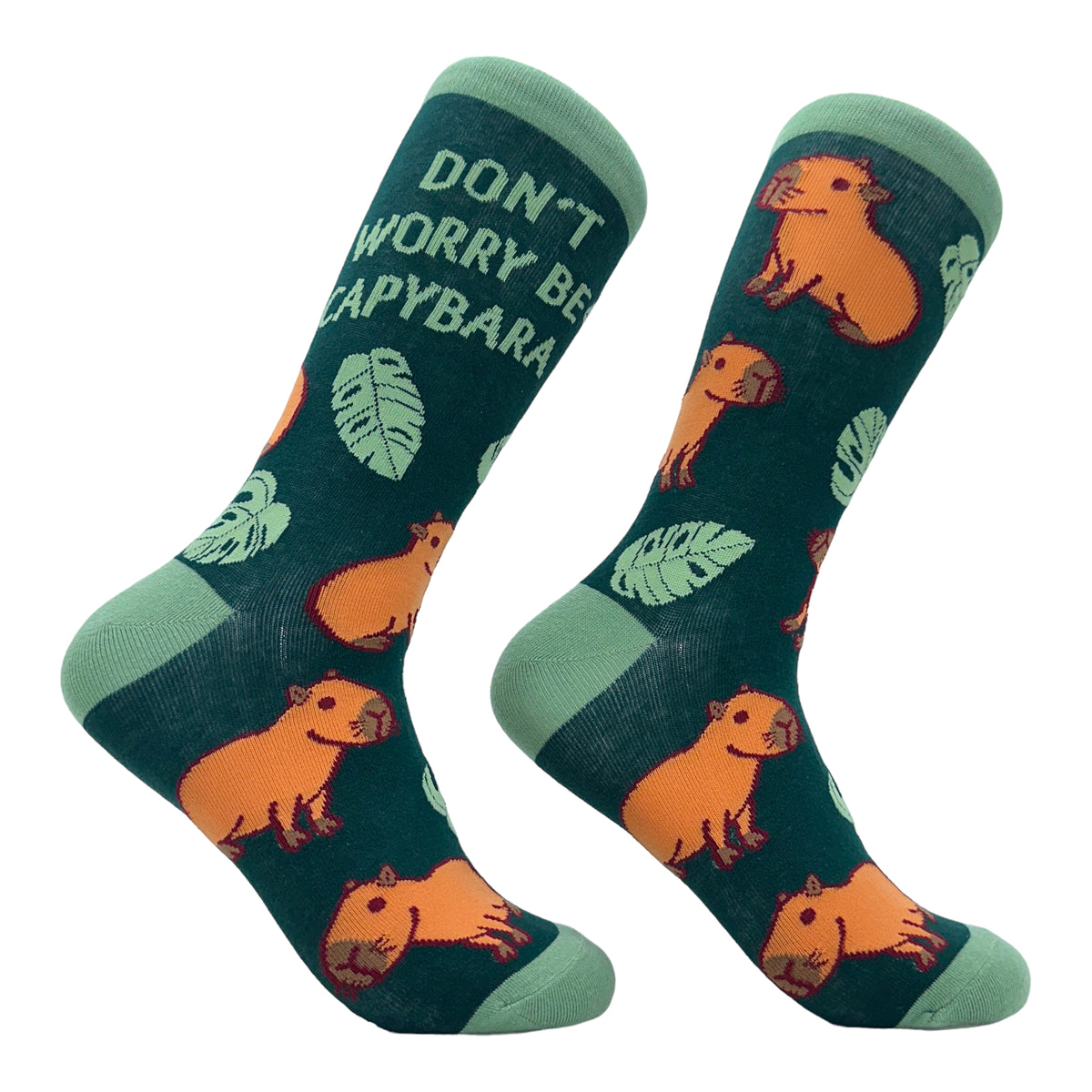 Funny Multi - Be Capybara Women&#39;s Dont Worry Be Capybara Sock Nerdy animal Sarcastic Tee