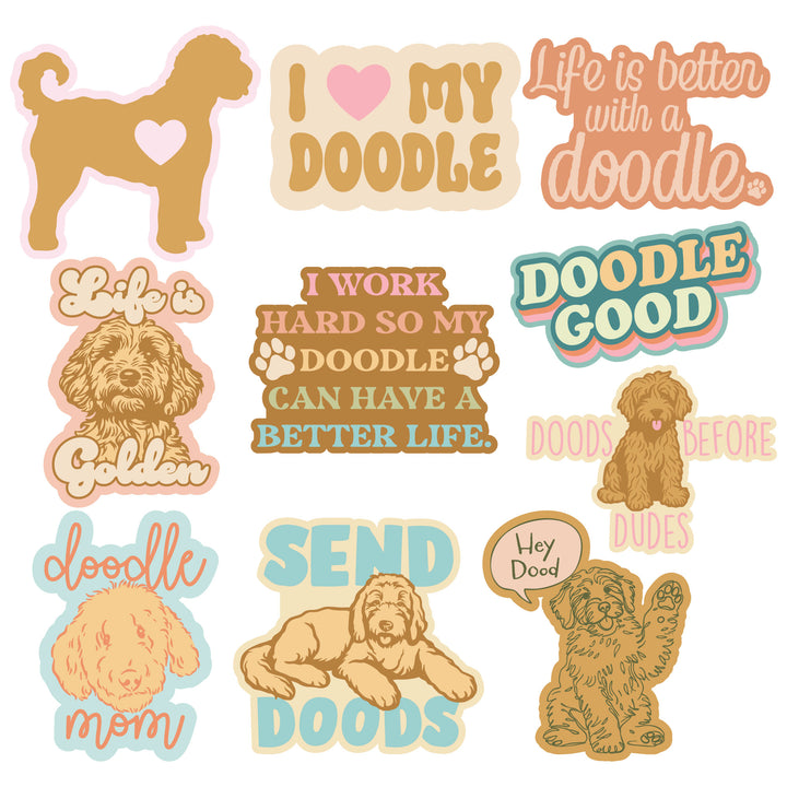 Funny Multi - Doodle Doodle Stickers Nerdy dog Tee