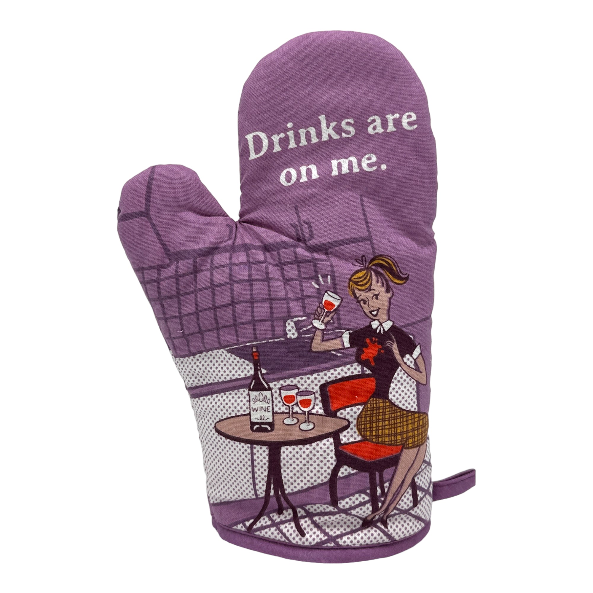 Funny Purple - DRINKS Drinks Are On Me Nerdy Wine Tee