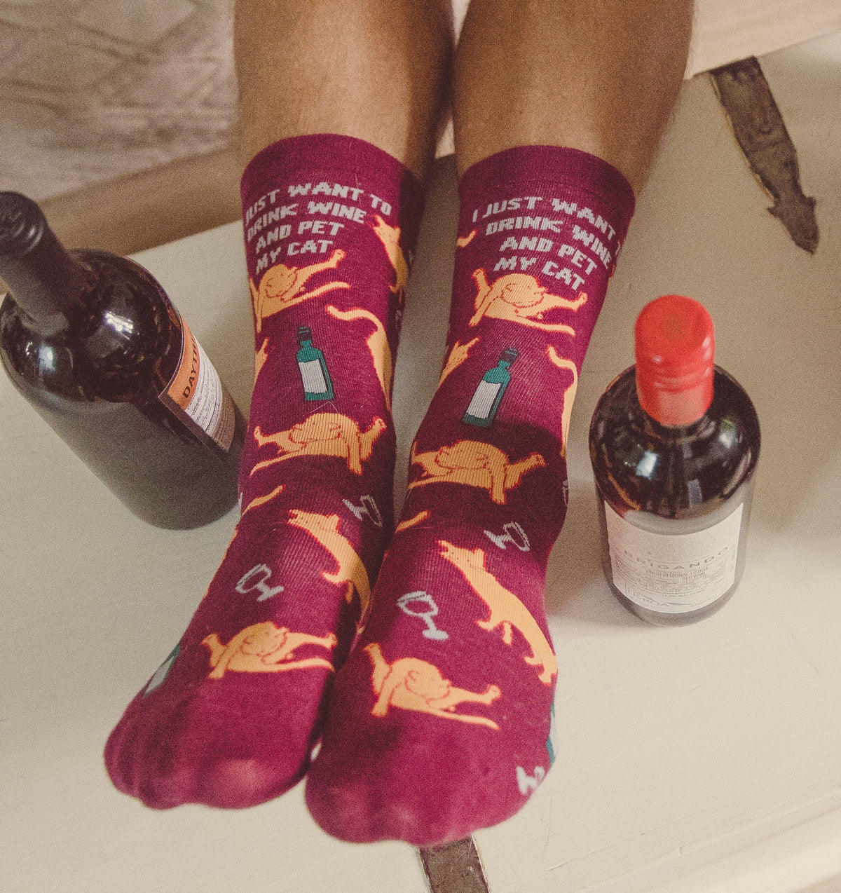 Womens I Just Want To Drink Wine And Pet My Cat Socks