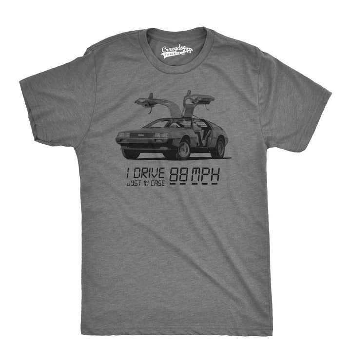 Funny Dark Heather Grey - Drive 88 MPH Mens T Shirt Nerdy TV & Movies Retro Tee