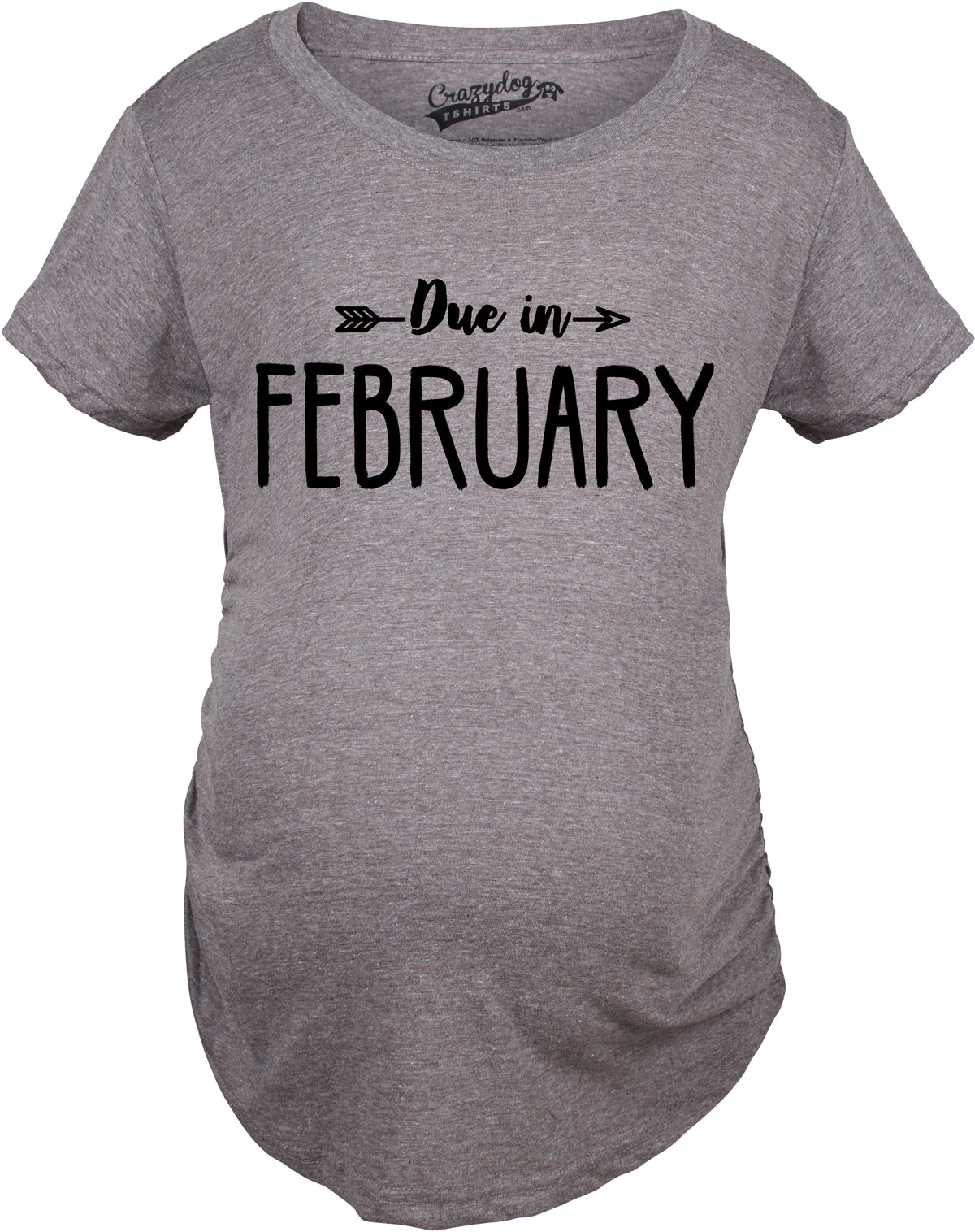 Funny Dark Heather Grey - February Due In Announcement Maternity T Shirt Nerdy Tee