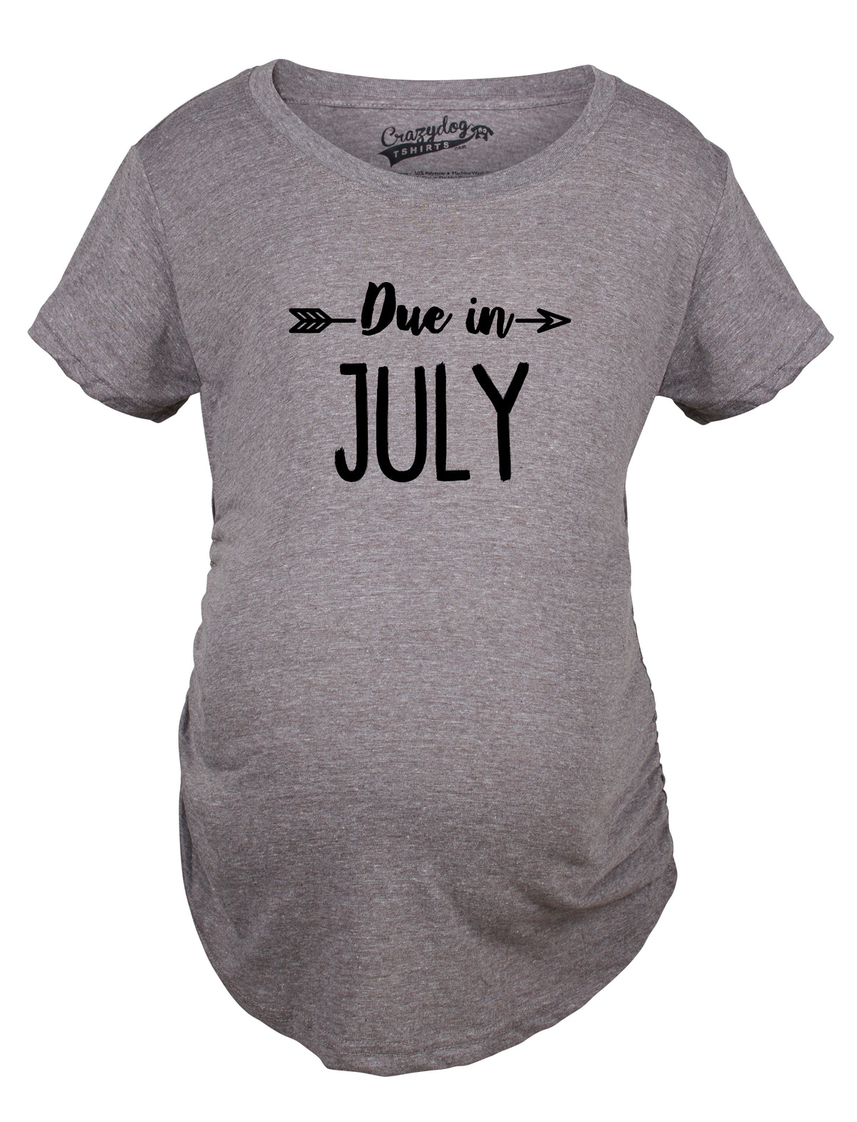 Funny Dark Heather Grey - July Due In Announcement Maternity T Shirt Nerdy Tee
