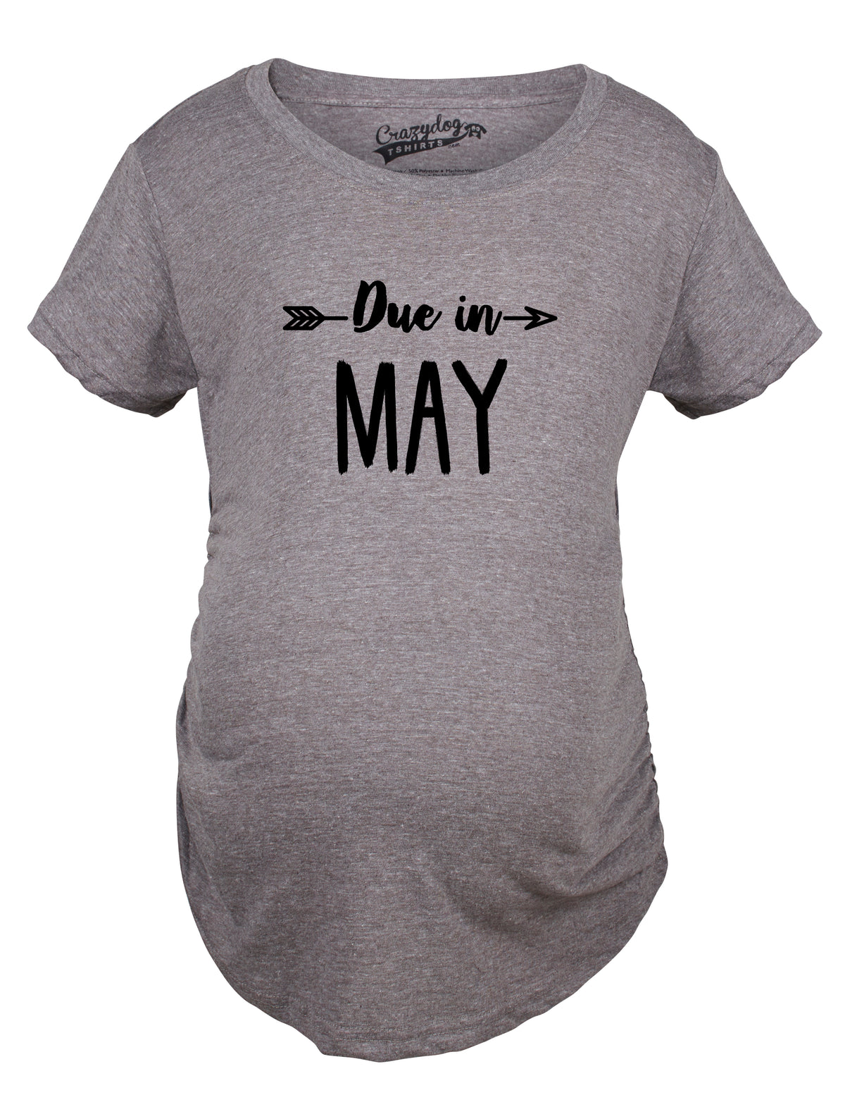 Funny Dark Heather Grey - May Due In Announcement Maternity T Shirt Nerdy Tee